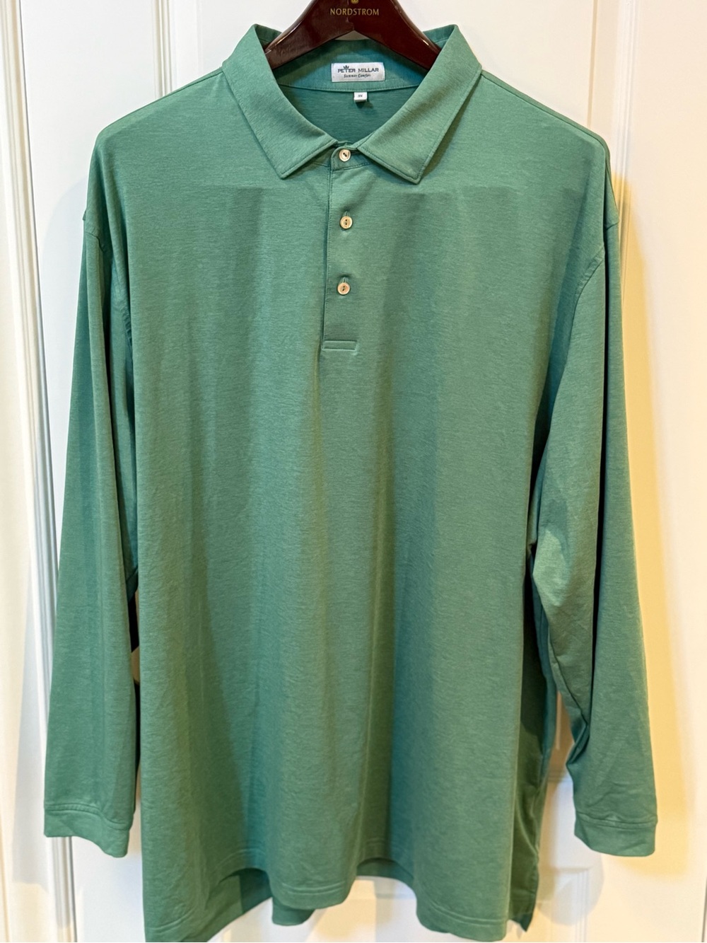 Peter Millar Long-Sleeve Polo in Sage Green